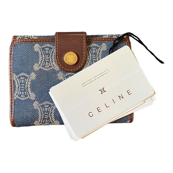 AUTHENTIC Celine Macadam Denim & Leather Compact Wallet w/ Tags - Picture 10 of 11